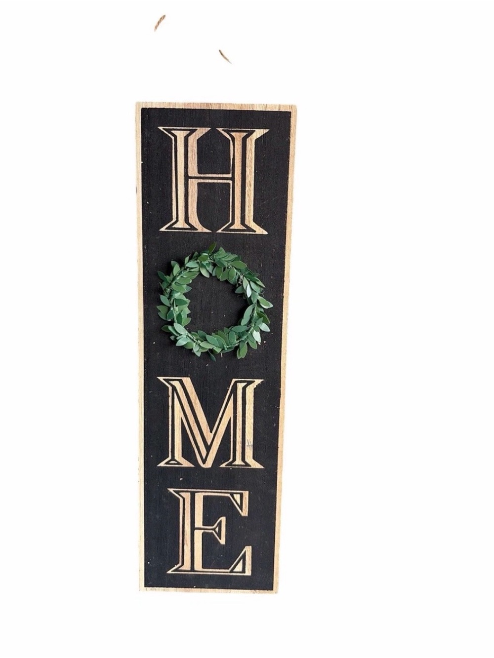 🔥 HOME Vertical Wooden Wall Décor Sign Wreath Rustic Farmhouse Black 15.5x5🔥
